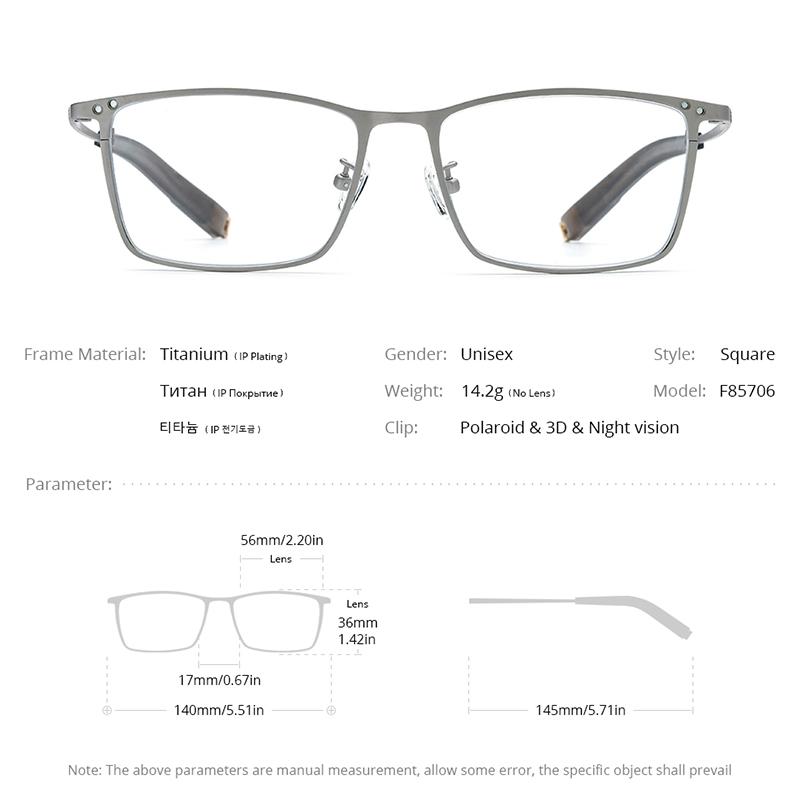 FONEX Titanium Prescription Glasses Custom Myopia Optical Eyewear Men Square Magnet Eyeglasses 3D Night Vision Polarized 85760
