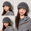 Women's Thick Wool Knitted Beret Autumn Winter Solid Color Stitching Cap