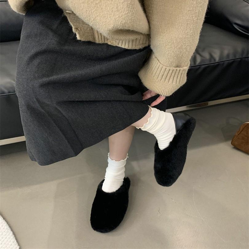 2025 Mao Mao shoes female winter wear warm and velvet one pedal bean shoes fairy foot lazy cotton shoes