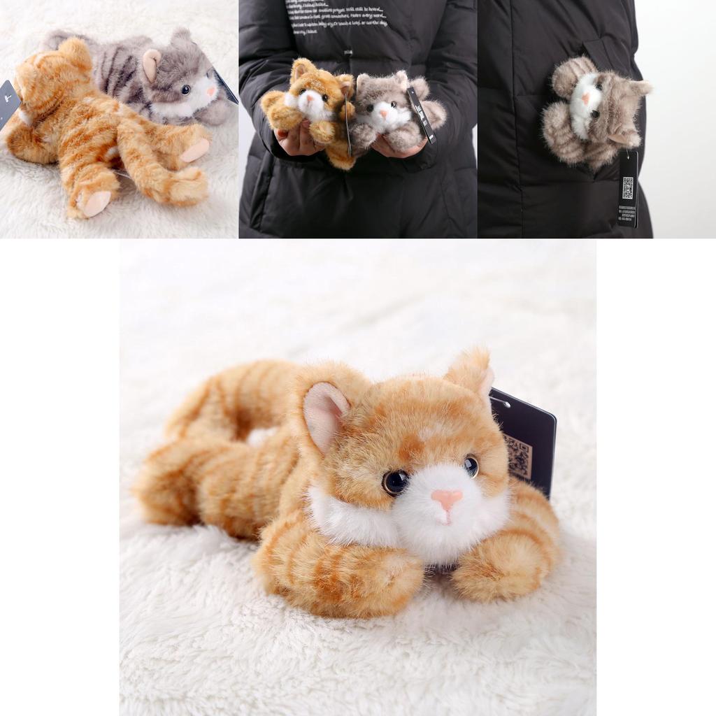 Cute Cartoon Striped Cat Crouching Plush Toy Doll For Kids And Giftgiving