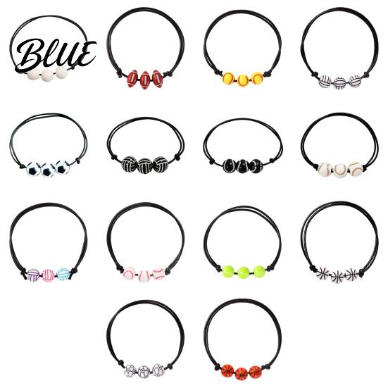 Black Cord Sports Bracelet 4 Pcs Balls Braided Rope Bracelets Adjustable String Bracelet Handmade Woven Team Jewelry Gifts for Men Women Simple