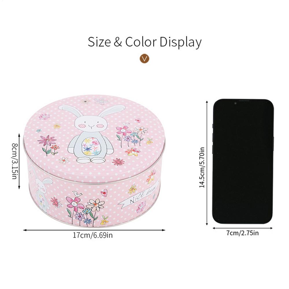 

Cookie Tins Easter Metal Bunny Favor Box Round Biscuits Storage Box For Kids Adults Home Festival Themed Party Cookie Biscuits