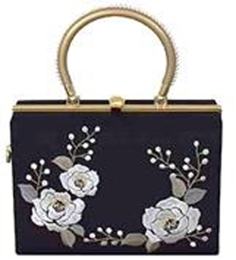 Ando Camellia Embroidered Bag Black GKT-21 Women's