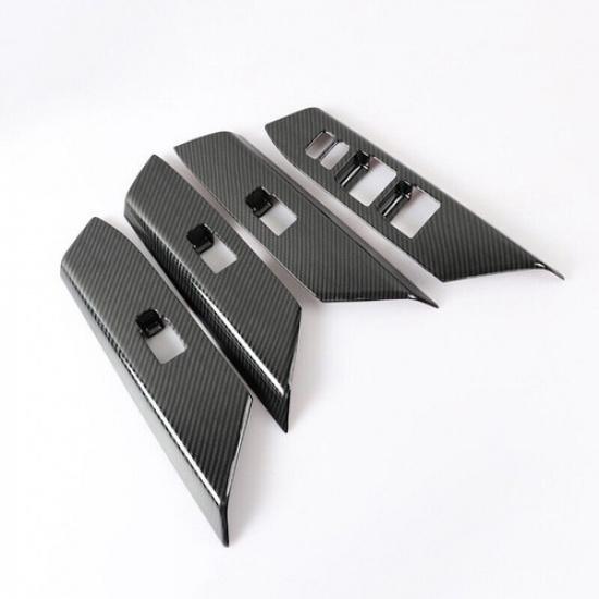 Carbon Fiber ABS Inner Window Switch Panel Cover Tirm For Toyota RAV4 2013-2018