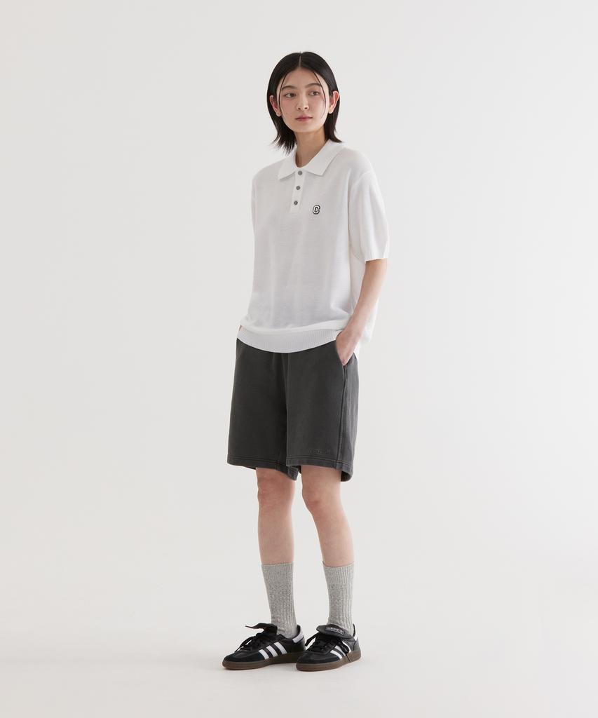 COVERNAT C Logo Collar Half Knit White