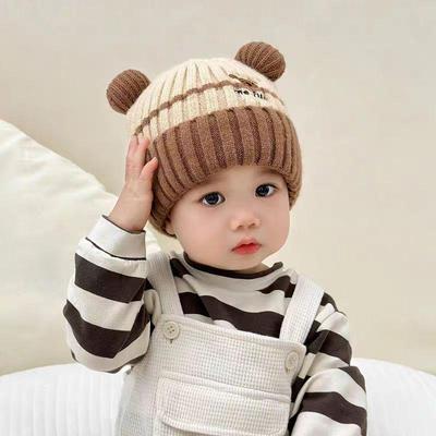 Niedliche bestickte Baby-Wintermütze Wolle gestrickt Säugling Mädchen Junge Mütze Winddicht Warm Kleinkind Kinder Schlupfmütze