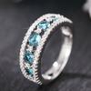 Huitan Elegant Blue CZ Finger-ring for Women Wedding Party Daily Wear Fashion Sparkling Lady Rings Drop Shipping Jewelry Anillos