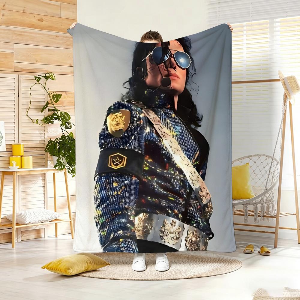 Kpop M-Michael Jackson Throw Lightweight 240G Flannel Blanket Soft Skin-Friendly For Summer Cooling