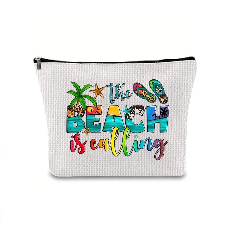 Large Capacity Linen Makeup Bag: Cross-Border Printed Cosmetic Storage with Zipper
