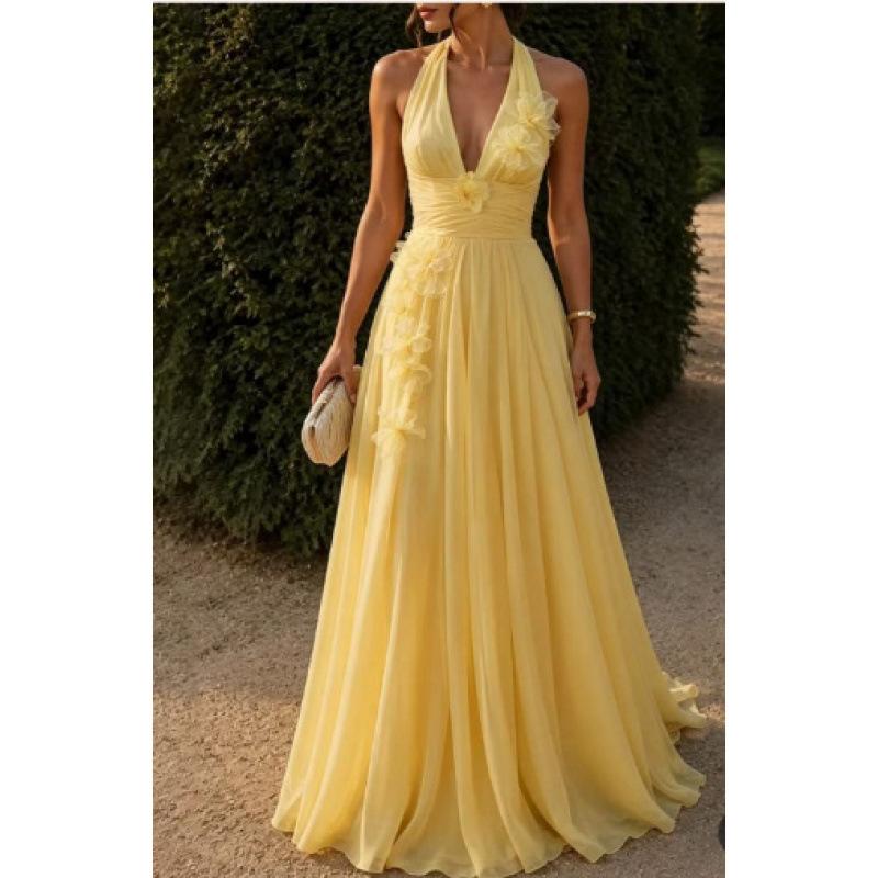 Europe, America 2026 summer new neck elegant waist dress dress S