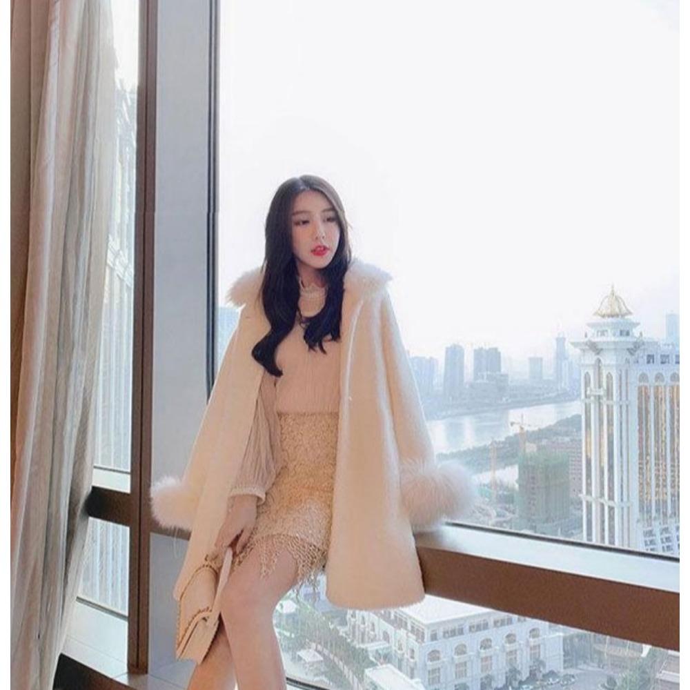 New Mink Velvet Coat for Women Loose Student Winter Mid-length Furry Fur Coat Furry Woolen Fabric