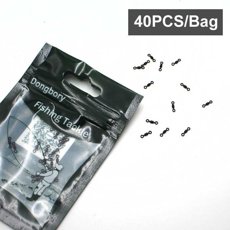 40 STK Karpefisketilbehør Fiske Micro Rolling Swivel Quick Change Ring Swivels Loop Swivels Carp Chod Running Rigger Takle