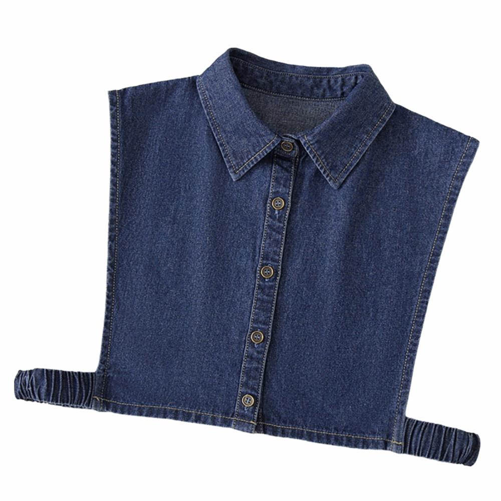

Blue Denim Fake Collar Innerwear Decoration Half Shirt Fashion Detachable Collar Women L темно-синього кольору