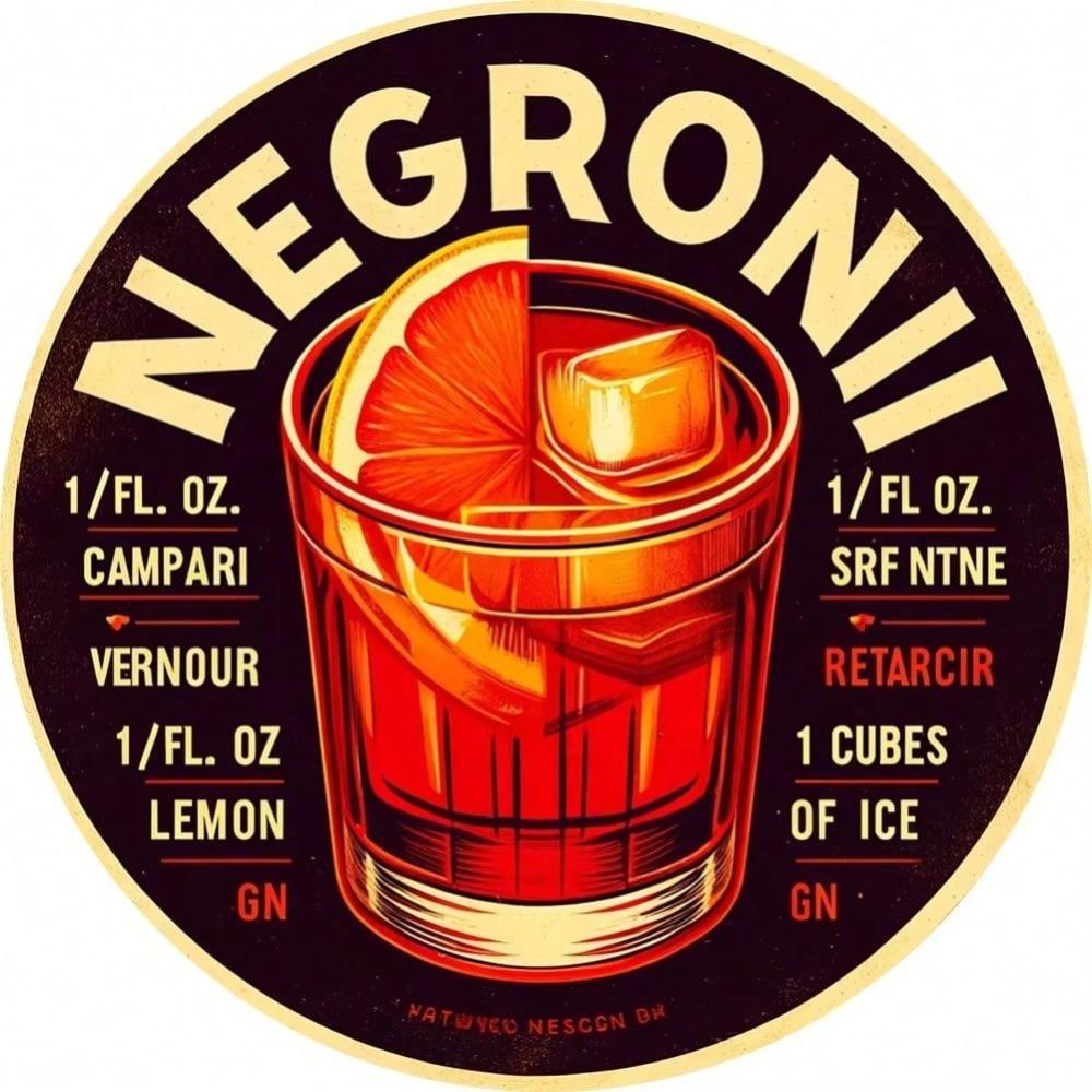 Vintage Negroni Tin Wall Sign Metal Home Decor Bar Kitchen Art