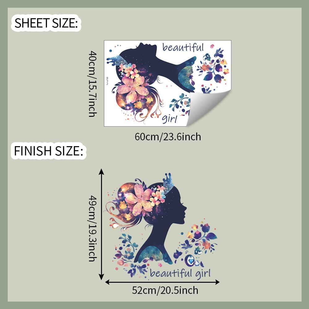 

Креативные и красочные силуэты девочки с цветами, наклейки на стены для украшения и декора спальни, гостиной, дома