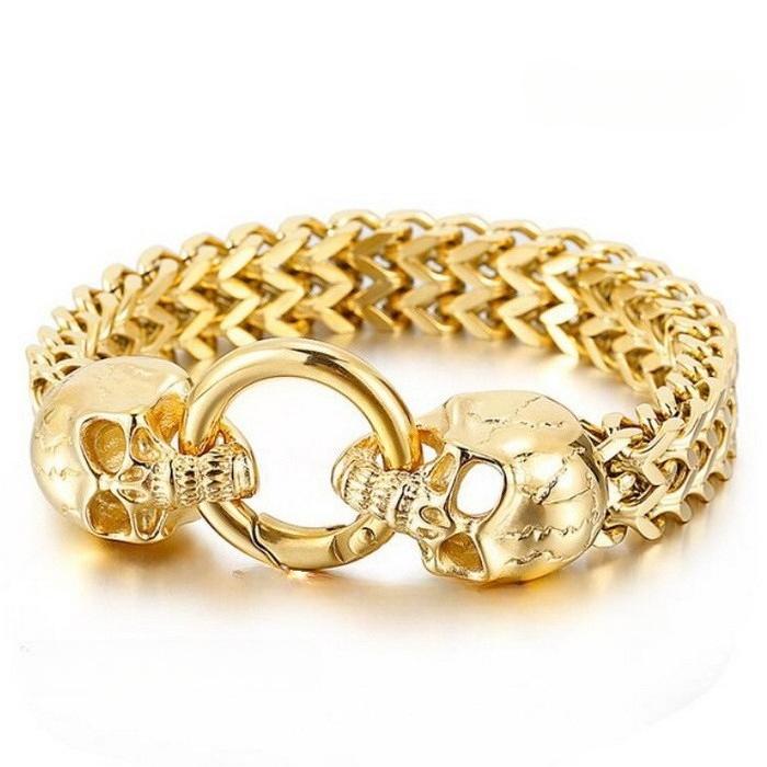 

2025 Trendy Men s Multi Ring Single-layer C-shaped Open Bracelet with Lion Head Round Buckle Cast Jewelry 23cm