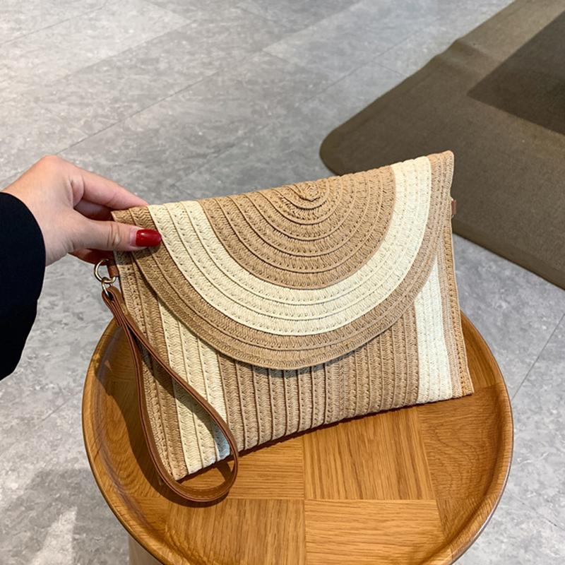 

Yogodlns женская пляжная тканая соломенная сумка через плечо летняя пляжная сумка через плечо с клапаном-конвертом сумка