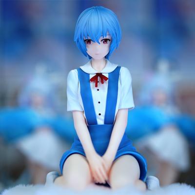 14cm Gk Ayanami Rei Anime Figures Sitting Posture School Uniform Model Trendy Toys Beautiful Girls Ornaments Pvc Statue Gifts Kid Friendly