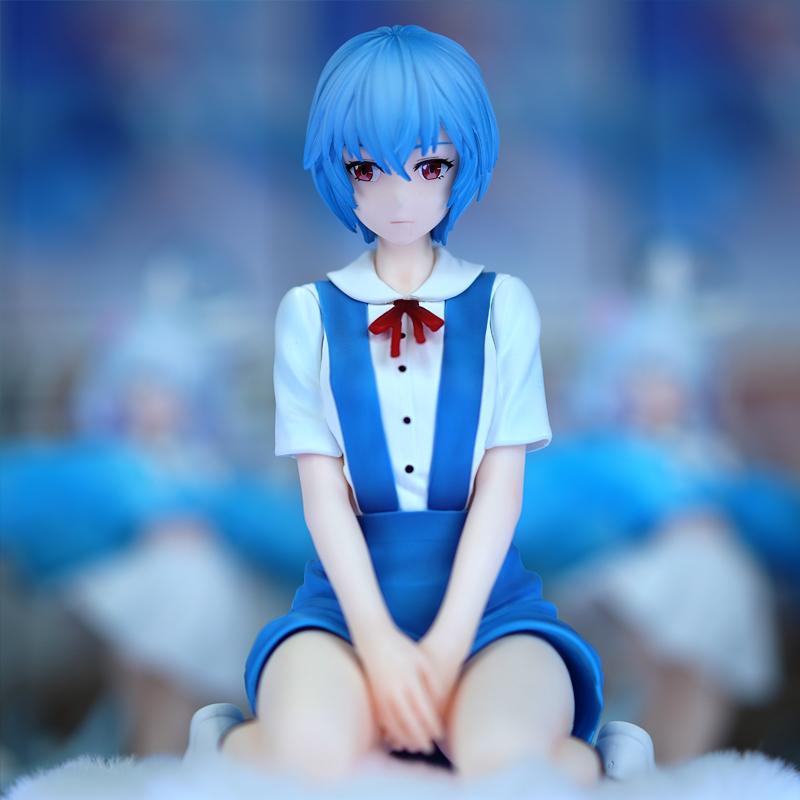 14cm Gk Ayanami Rei Anime Figures Sitting Posture School Uniform Model Trendy Toys Beautiful Girls Ornaments Pvc Statue Gifts