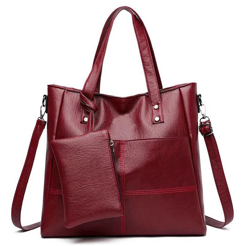 Two-piece Mother and Child Soft Leather Single Shoulder Bag Women's Tote Bag Crossbody Bag Large Capacity Shopping Bag
