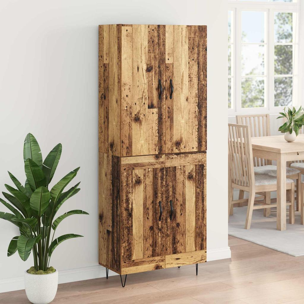 Highboard 2 pcs Reclaimed Wood Wood Based Material