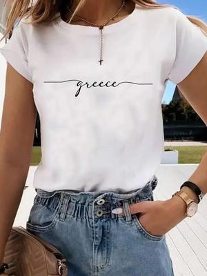 (Asian Size) Graphic Tee T Clothing Letter Style Trend Cute Casual Fashion Print Female Casual  Women's Top Lady Short Sleeve T-shirt