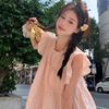Pink Small Fly-sleeved Dress for Women's Summer New Milk Wear with Sweet First Love Small Doll Skirt