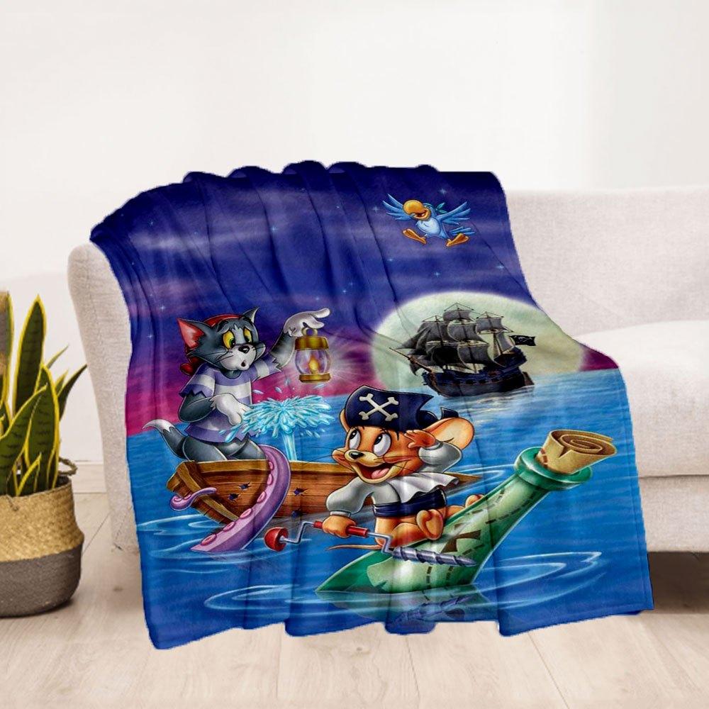 Tom & Jerry Puzzle - Piratenabenteuer (300 Stück)Decke Flanell Überwurfdecke für Sofa, Bett, Reisen, Camping, Büro