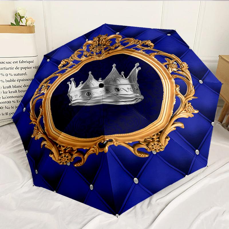 Royal Crown Emblem 8-Frame for Travel, Camping, Casual Lightweight Portable Umbrella, Essential for Every Family Holidays Birthday Gift