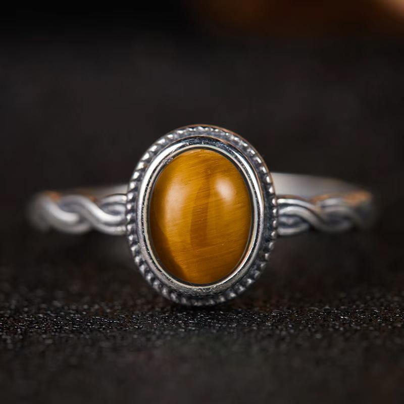 Pierścionek ze srebra sterlingowego z czarnym onykssem Vintage Prosty minimalistyczny styl Okrągły kształt Kamień naturalny Czarny pierścionek Biżuteria dla kobiet