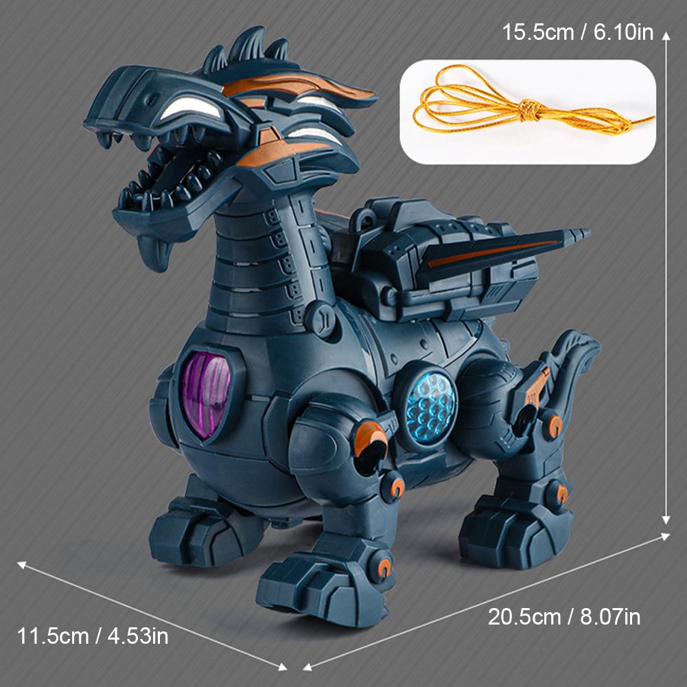 Electric Walking Dinosaur Toy With Leash Led Lights Music Interactive Robotic Animal Pet For Kids Birthday Gift Without Battery