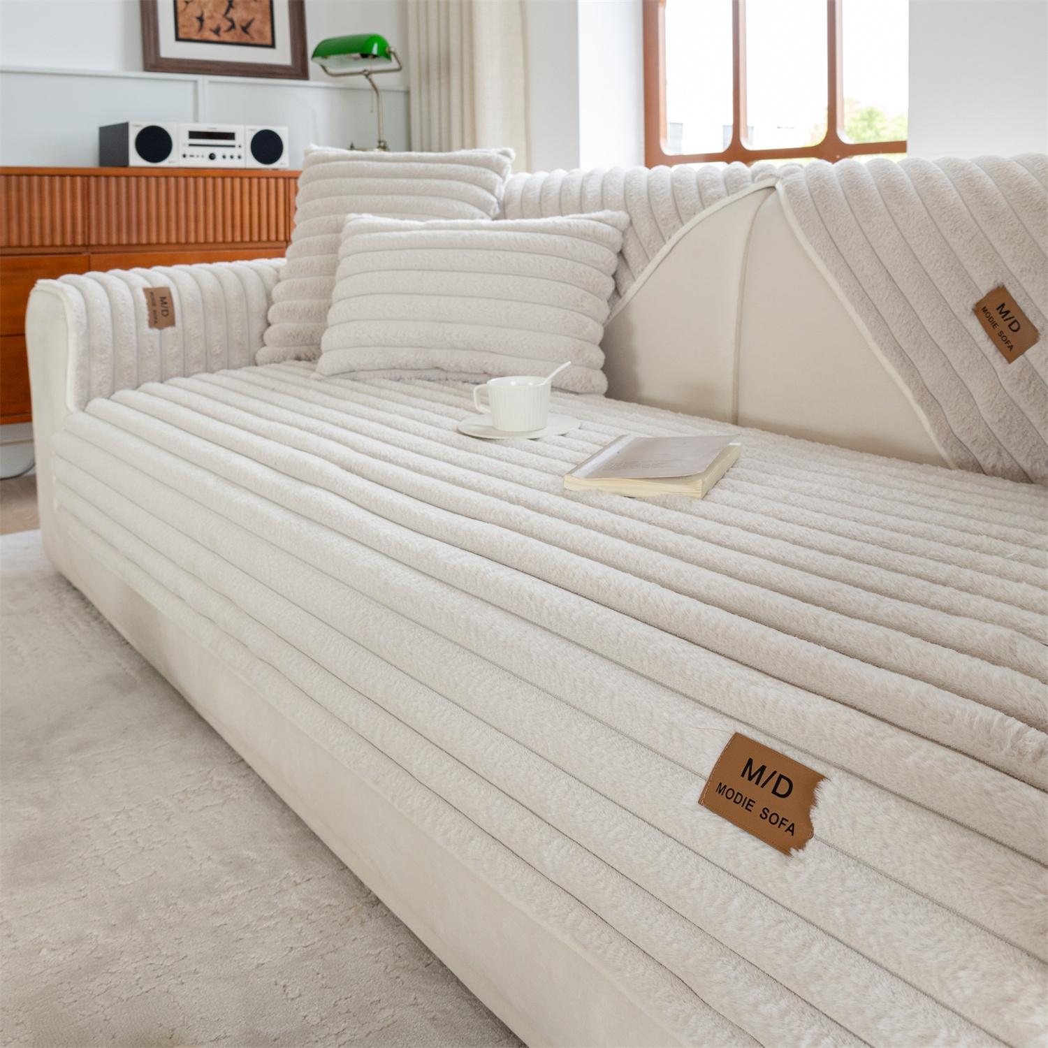 

Полосатый утолщенный имитация меха кролика плюшевый чехол для дивана нескользящий чехол для дивана полотенце для гостиной одеяло для дивана 60*60cm