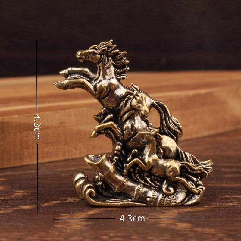 1 Piece Vivid Brass Horse Statue Feng Shui Lucky Wealth Decor Collectible Figurine Zodiac Horse Ornament Home Office Decor