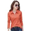 Spring and Autumn New Shirt Women's Korean-Style 95%Cotton Long Sleeve Lapel Underwear Blouse Business Wear Slim T-shirt