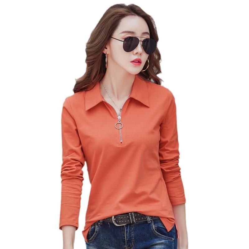 Spring and Autumn New Shirt Women's Korean-Style 95%Cotton Long Sleeve Lapel Underwear Blouse Business Wear Slim T-shirt