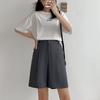Terno Shorts Feminino Cintura Elástica Solto Japão Moda Casual Estilo Preppy Fino Reto Macio Harajuku Feminino