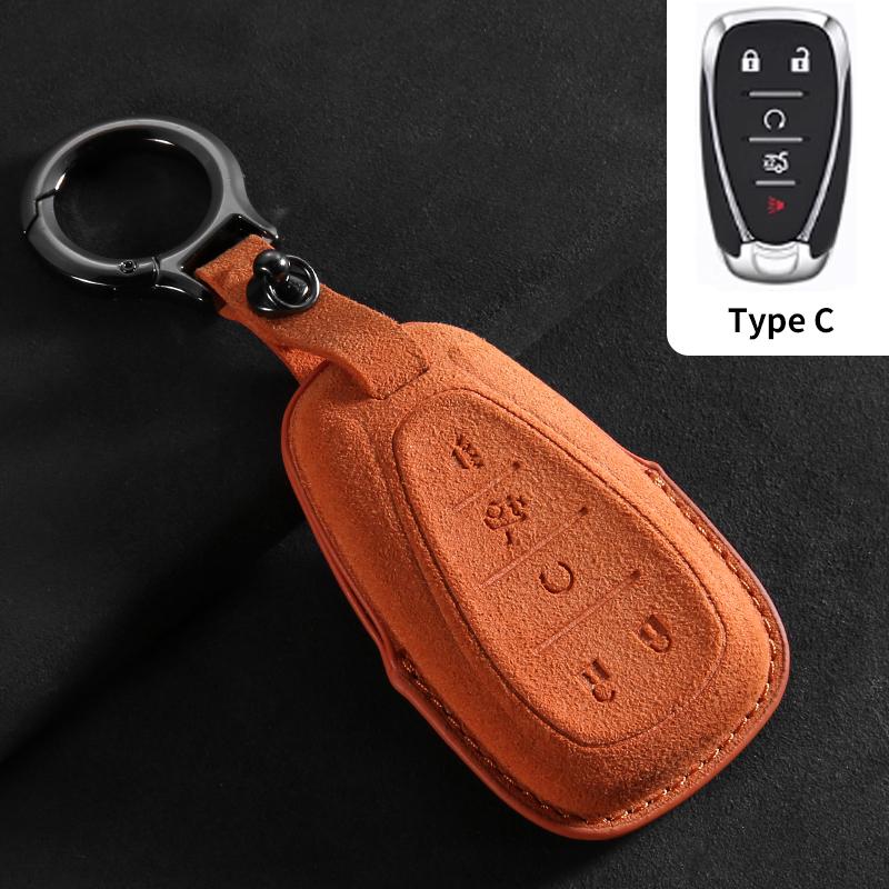 Suede Car Key Case Cover For Chevrolet Chevy Malibu Camaro Cruze Traverse Spark Equinox Sonic Volt Key Protective Shell Keychain