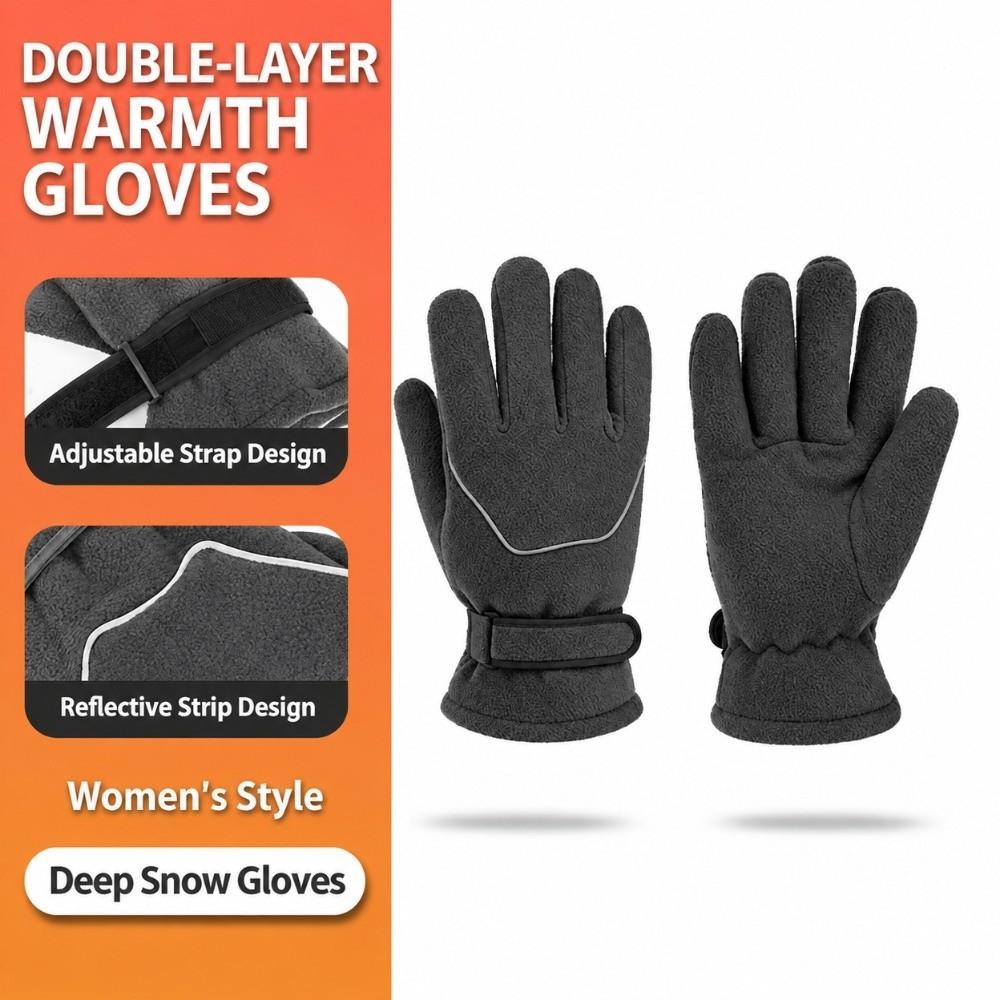 Magic Tape Closure Men Women Winter Gloves Reflective Fleece Gloves Motorcycle Riding