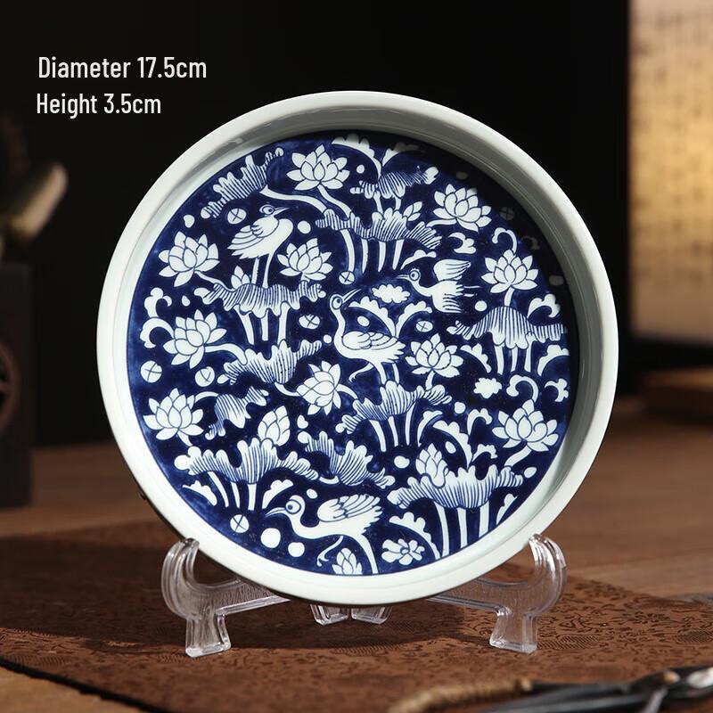 Vintage Blue & White Porcelain Teapot Tray