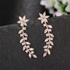 Huitan Aesthetic Flower Stud Earrings Climb Ear Earrings Exquisite Women's Ear Accessories with Dazzling CZ New Fashion Jewelry