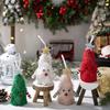 Light-up Plush Christmas Tree Doll Decoration Stuffed Fluffy Xmas Tree Shaped Gnome Elf Ornament with Glitter Star Topper for Hotel Mall Window Decor