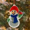 Christmas Ornaments 2D Acrylic Snowman Santa Claus Pendant Stitching Textured Xmas Tree Hanging Decoration for Holiday Tree Party Decor