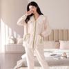 Autumn and winter pajamas women's coral fleece fleece warm simple casual carved flannel outerwear loungewear suit winter