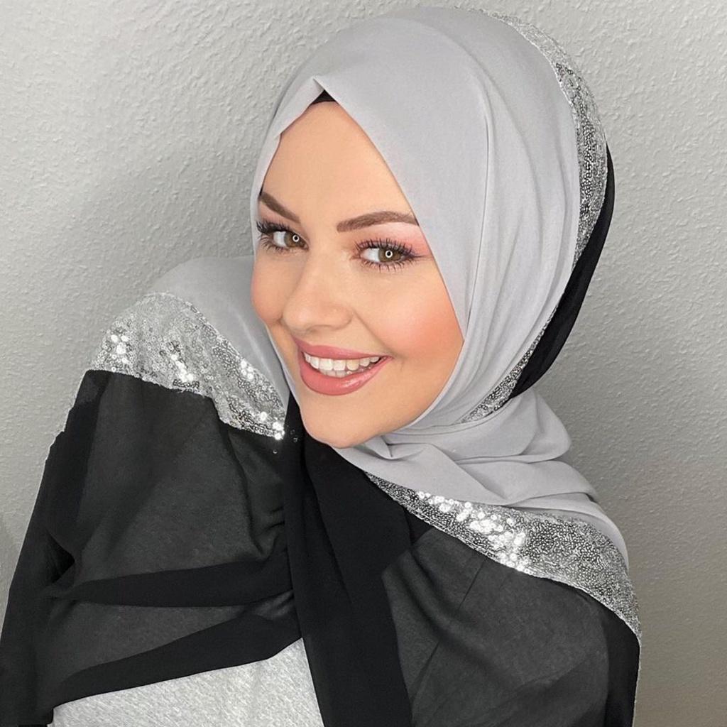 Islamic Sequin Turban Abaya Hijab Chiffon Hijabs For Woman Abayas Women  Jersey Scarf Muslim Dress Turbans Head Instant Shawl