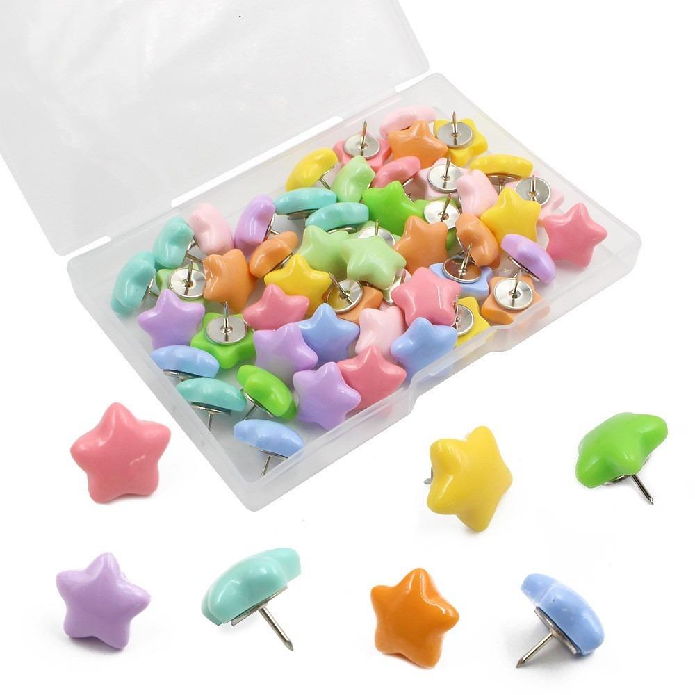 20/50Pcs DIY Star Shape Pushpins Macaron Blackboard Push Pins Portable Decorative Studs Corkboard