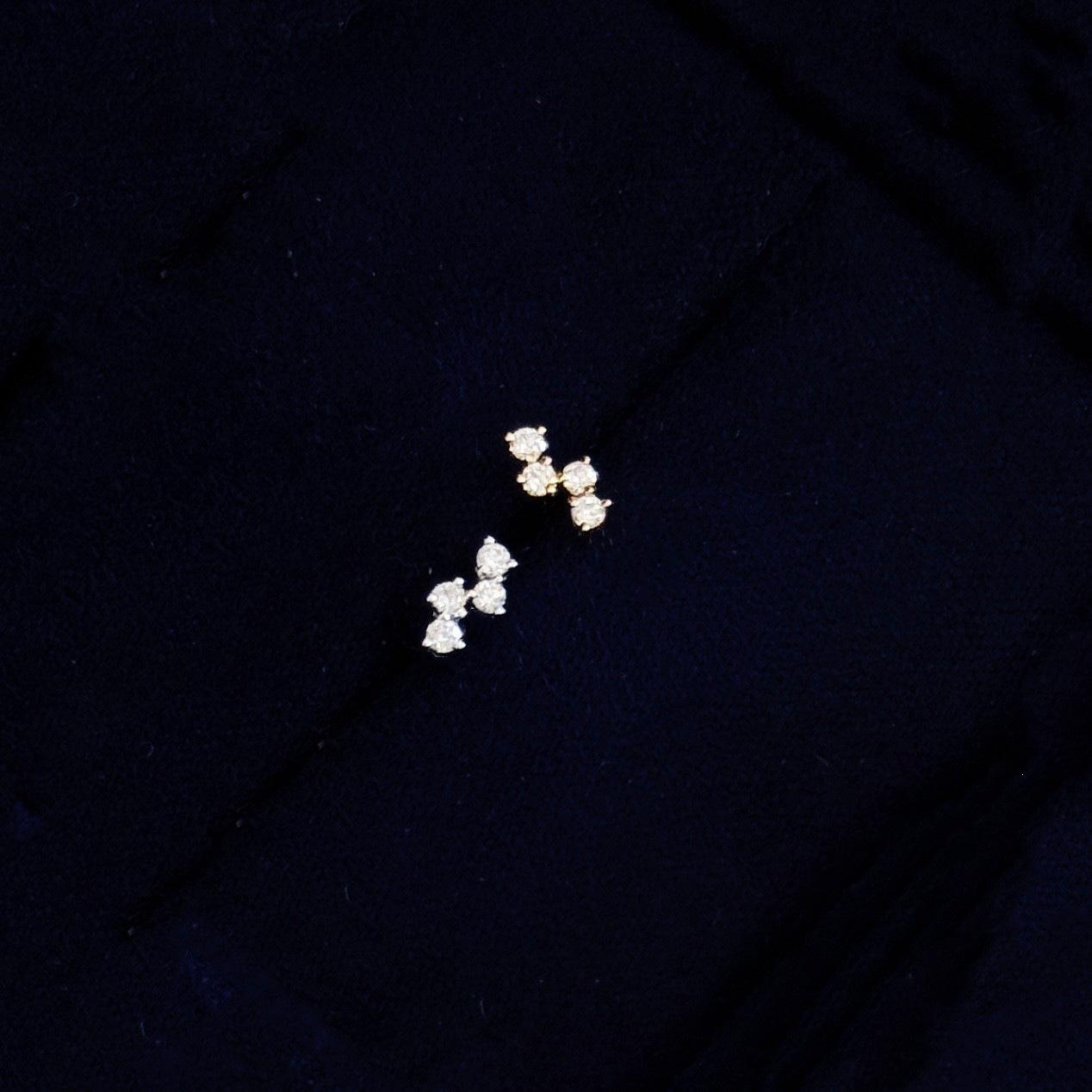 Mini Zircon Stud Earrings: 18K Gold-Plated S925 Sterling Silver, Unisex Cartilage Design 18K Gold Pair (Includes Earplugs)