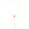 Bohemian Pink Oil Drop Flower Pendant Necklace, Versatile Y Necklace Fashion Versatile Dopamine Collarbone Chain