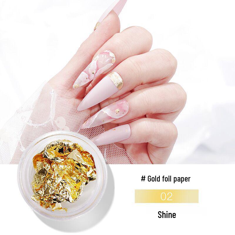 Ultra-Thin Gold Foil Nail Art Glitter - High Gloss, Super Bright Nail Decoration