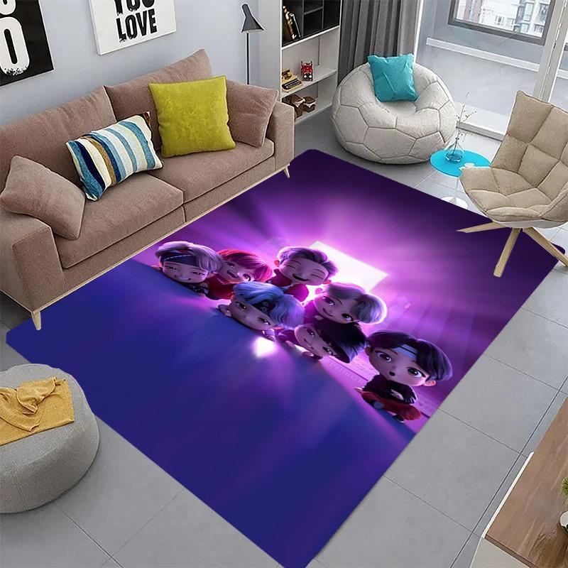 Colorful BT21 Characters Celebration carpet Living room and bedroom mats printing Office chair cushion Dormitory decoration Fashion