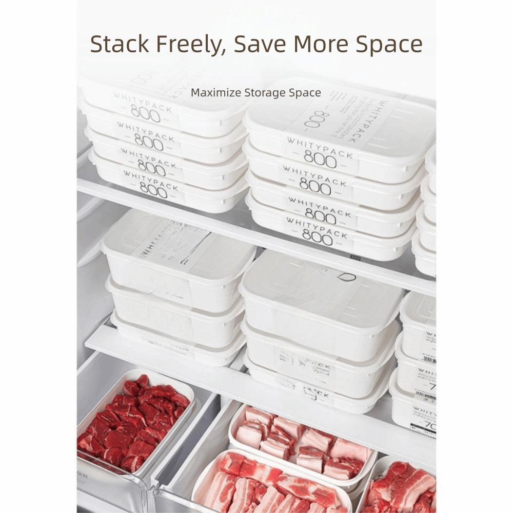 4Pcs Stackable Freezer Fresh-Keeping Box Microwave Safe Food Preservation Box  Meat Storage